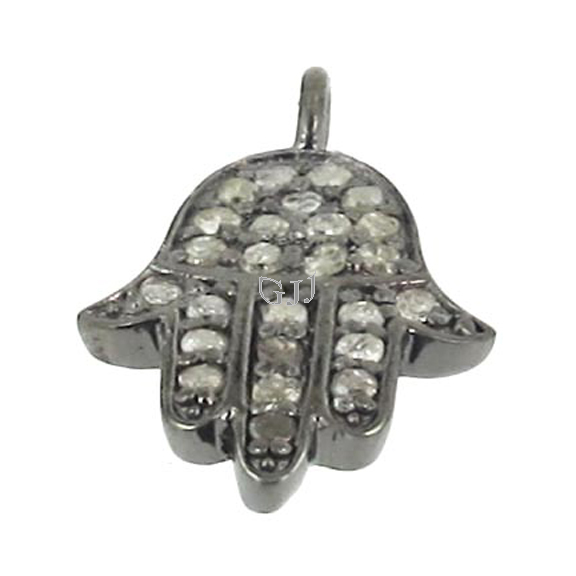 online retail wholesale Diamond Pave Charm Pendant of Sterling Silver Studded with Natural Diamond
